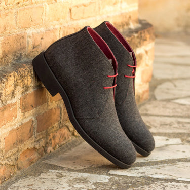 DapperFam Vivace in Dark Grey Men's Flannel Chukka in #color_