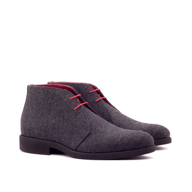 DapperFam Vivace in Dark Grey Men's Flannel Chukka in Dark Grey #color_ Dark Grey