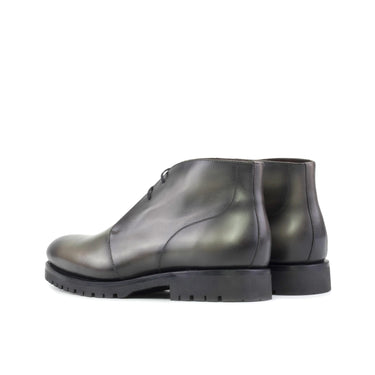 DapperFam Vivace in Grey / Green Men's Italian Leather Chukka in #color_