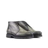 DapperFam Vivace in Grey / Green Men's Italian Leather Chukka in Grey / Green #color_ Grey / Green