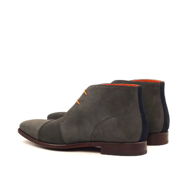 DapperFam Vivace in Grey / Navy Men's Lux Suede Chukka in #color_