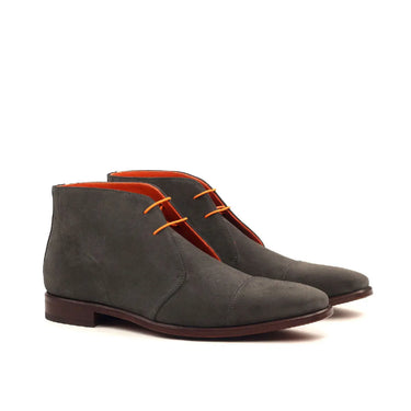 DapperFam Vivace in Grey / Navy Men's Lux Suede Chukka in Grey / Navy #color_ Grey / Navy