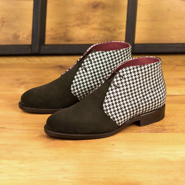 DapperFam Vivace in Houndstooth / Dark Brown Men's Sartorial & Lux Suede Chukka in #color_