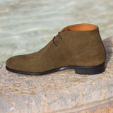 DapperFam Vivace in Khaki Men's Lux Suede Chukka in Khaki #color_ Khaki