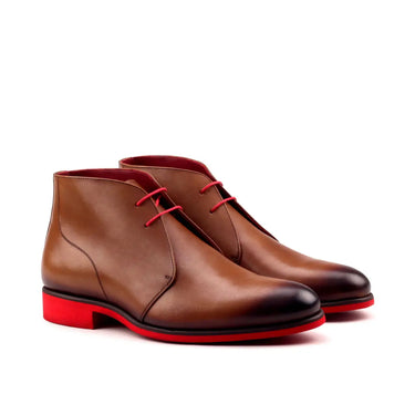 DapperFam Vivace in Med Brown Men's Italian Leather Chukka in Med Brown #color_ Med Brown