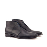 DapperFam Vivace in Navy / Black Men's Italian Leather & Italian Pebble Grain Leather Chukka in Navy / Black #color_ Navy / Black