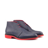 DapperFam Vivace in Navy Men's Italian Pebble Grain Leather Chukka in Navy #color_ Navy