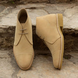 DapperFam Vivace in Sand Men's Lux Suede Chukka in #color_