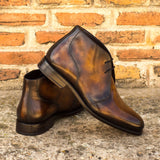 DapperFam Vivace in Tobacco Men's Hand-Painted Patina Chukka in #color_