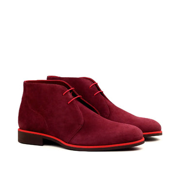 DapperFam Vivace in Wine Men's Italian Suede Chukka in Wine #color_ Wine