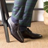 DapperFam Zephyr in Black Men's Italian Leather Longwing Blucher in #color_