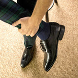 DapperFam Zephyr in Black Men's Italian Leather Longwing Blucher in #color_