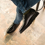 DapperFam Zephyr in Black Men's Italian Leather Longwing Blucher in #color_