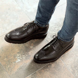 DapperFam Zephyr in Black Men's Italian Leather Longwing Blucher in #color_