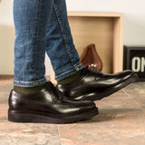 DapperFam Zephyr in Black Men's Italian Leather Longwing Blucher in #color_