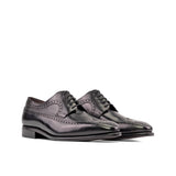 DapperFam Zephyr in Black Men's Italian Leather Longwing Blucher in Black #color_ Black