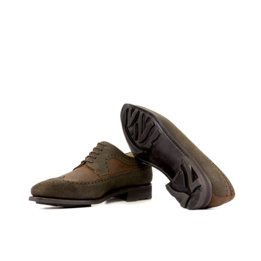 DapperFam Zephyr in Brown Men's Italain Suede Longwing Blucher in #color_