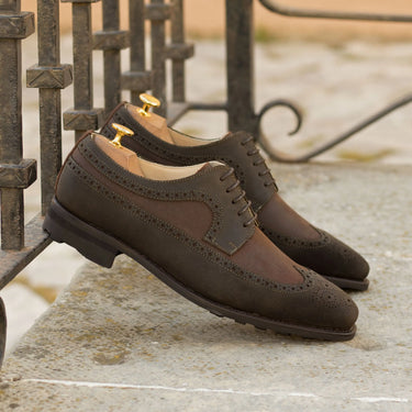 DapperFam Zephyr in Brown Men's Italain Suede Longwing Blucher in #color_