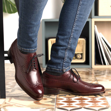 DapperFam Zephyr in Burgundy Men's Italian Leather Longwing Blucher in #color_