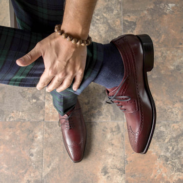 DapperFam Zephyr in Burgundy Men's Italian Leather Longwing Blucher in #color_