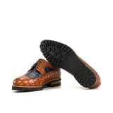 DapperFam Zephyr in Cognac / Navy Men's Italian Leather Longwing Blucher in #color_