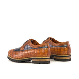 DapperFam Zephyr in Cognac / Navy Men's Italian Leather Longwing Blucher in #color_