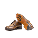 DapperFam Zephyr in Cognac Men's Hand-Painted Patina Longwing Blucher in #color_