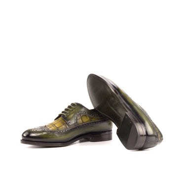 DapperFam Zephyr in Khaki / Olive Men's Hand-Painted Patina Longwing Blucher in #color_