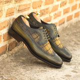 DapperFam Zephyr in Khaki / Olive Men's Hand-Painted Patina Longwing Blucher in #color_