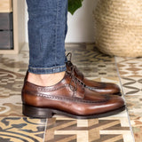 DapperFam Zephyr in Med Brown Men's Italian Leather Longwing Blucher in #color_