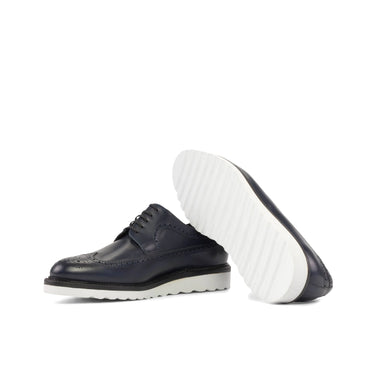 DapperFam Zephyr in Navy Men's Italian Leather Longwing Blucher in #color_