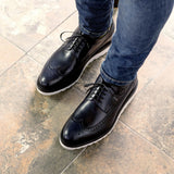 DapperFam Zephyr in Navy Men's Italian Leather Longwing Blucher in #color_