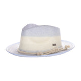 DapperFam The Hyde Park Hand-Dyed Straw Fedora Hat in Light Blue Ivory #color_ Light Blue Ivory