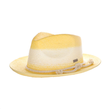 DapperFam The Hyde Park Hand-Dyed Straw Fedora Hat in Butter Cream Ivory #color_ Butter Cream Ivory