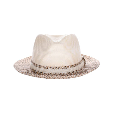 DapperFam The Stefano Two-Tone Straw Fedora Hat in #color_