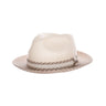 DapperFam The Stefano Two-Tone Straw Fedora Hat in Ivory Adobe Mix #color_ Ivory Adobe Mix