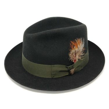 Dobbs Barrington Pinch Front Wool Felt Fedora in Black #color_ Black