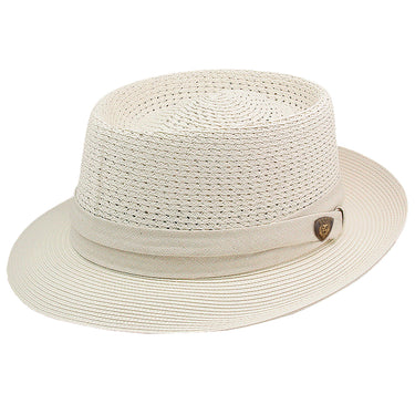 Dobbs Bishop Vented Milan Straw Pork Pie in Beige #color_ Beige