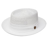 Dobbs Bishop Vented Milan Straw Pork Pie in White #color_ White