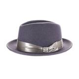 Dobbs Boulevard Center Dent Wool Felt Homburg in Grey #color_ Grey