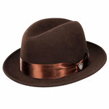 Dobbs Boulevard Center Dent Wool Felt Homburg in Brown #color_ Brown