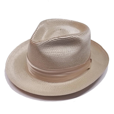 Dobbs Burnet in Beige Milan Straw Fedora in Beige #color_ Beige