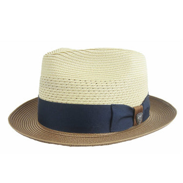 Dobbs Camarillo Milan Straw Fedora in Sand / Cognac #color_ Sand / Cognac