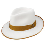 Dobbs Cavalier Soft Wool Felt Pinch Front Fedora in White / Cognac #color_ White / Cognac