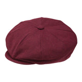 Dobbs Chap Wool Flat Cap in Burgundy #color_ Burgundy