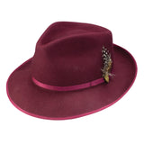 Dobbs Delevan B Wool Felt Pinch Front Fedora in Ox Blood #color_ Ox Blood