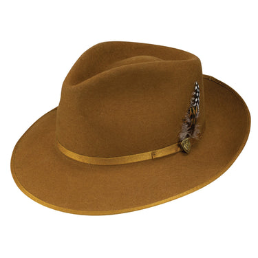 Dobbs Delevan B Wool Felt Pinch Front Fedora in Cognac #color_ Cognac