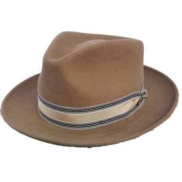 Dobbs Deluxe Showman Teardrop Crown Wool Felt Fedora in Mushroom #color_ Mushroom