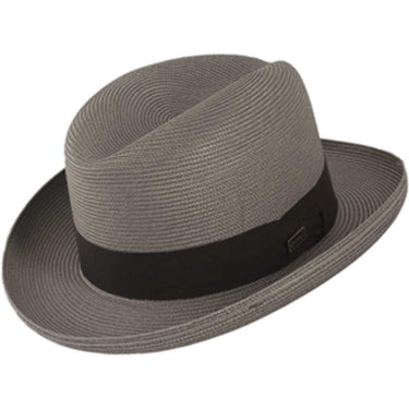 Dobbs El Dorado Center Dent Milan Straw Homburg in Steel #color_ Steel