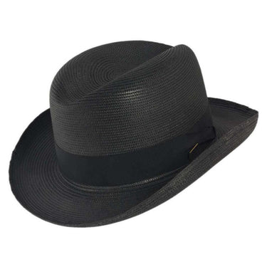 Dobbs El Dorado Center Dent Milan Straw Homburg in Black #color_ Black